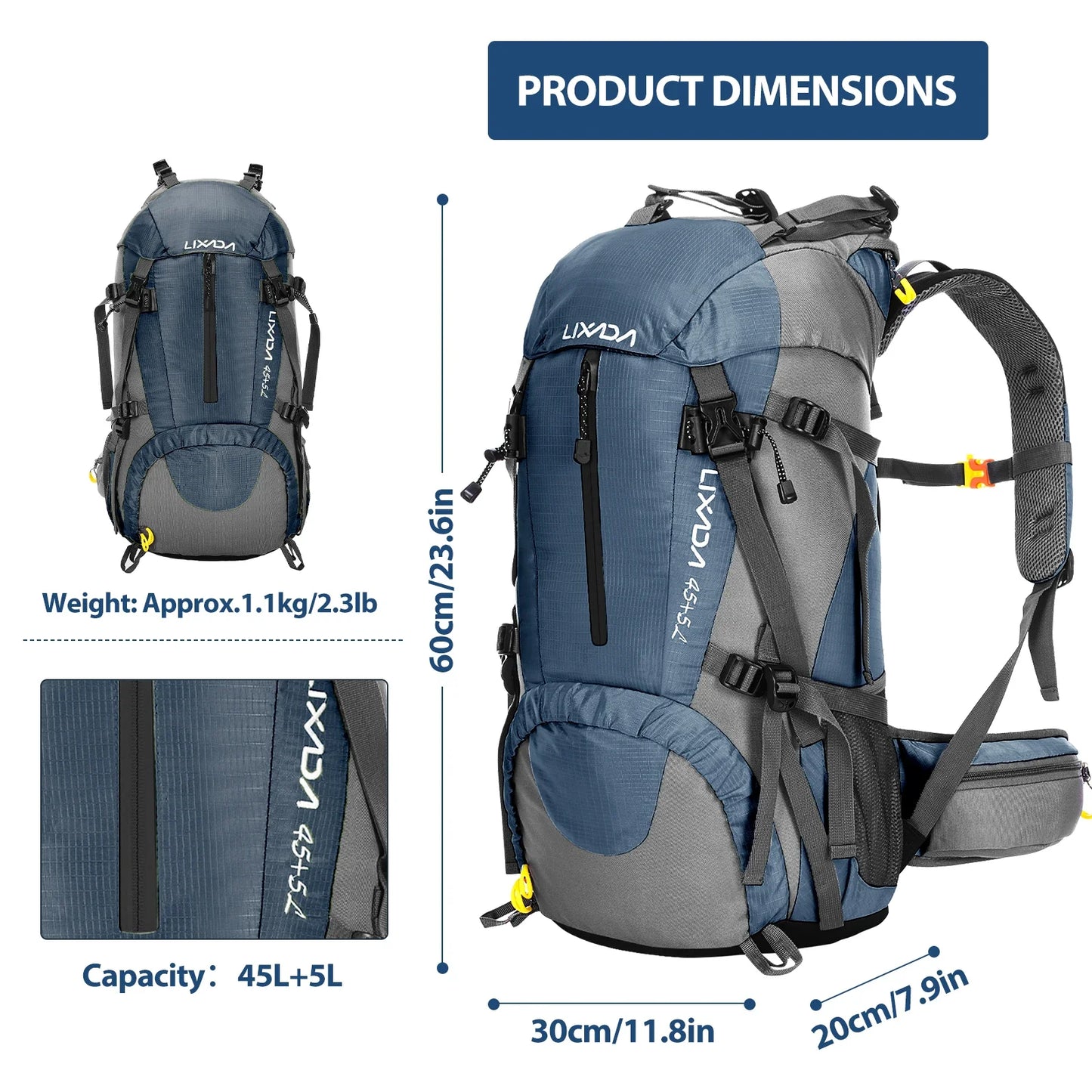 50L Waterproof Hiking Camping Backpack – Outdoor Travel Climbing Trekking Bag with Rain Cover
