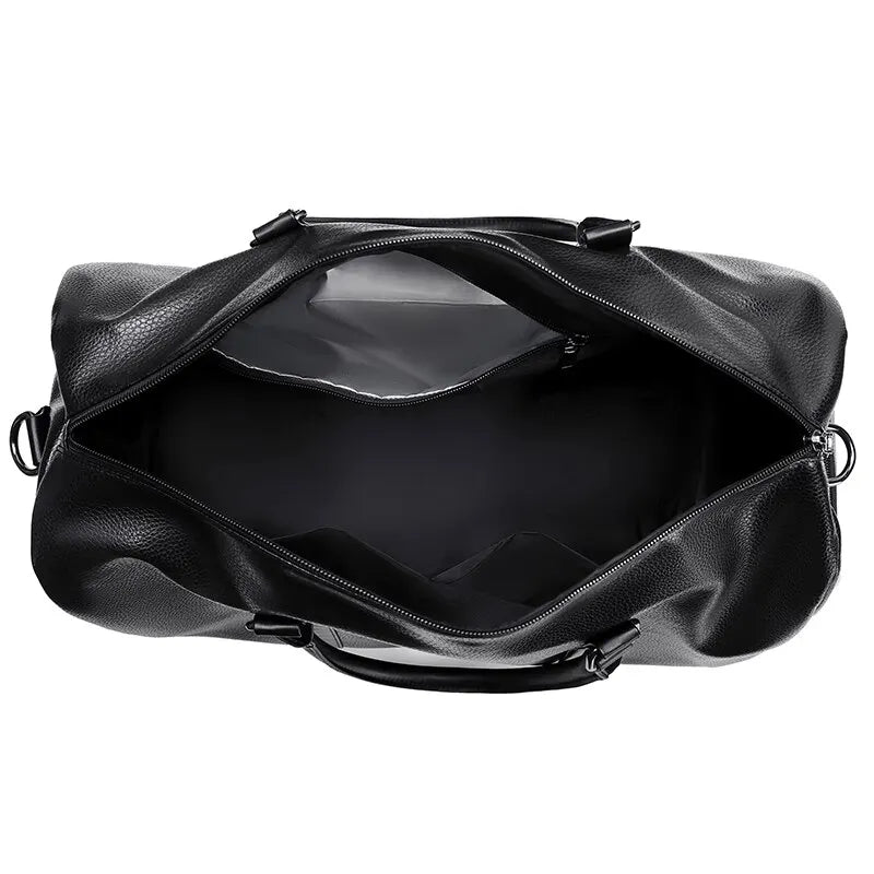Retro Short Trip Bag – Large Capacity PU Waterproof Sports & Fitness Motorcycle Leisure Bag