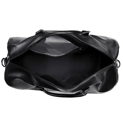 Retro Short Trip Bag – Large Capacity PU Waterproof Sports & Fitness Motorcycle Leisure Bag
