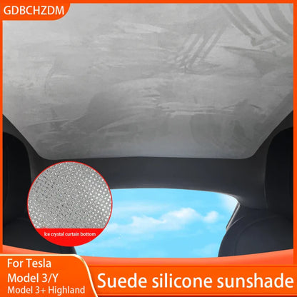 Electrostatic Sunshade for Tesla Model 3 & Y – Ice Cloth Sunroof Front & Rear Glass Skylight Interior Cooling Shade