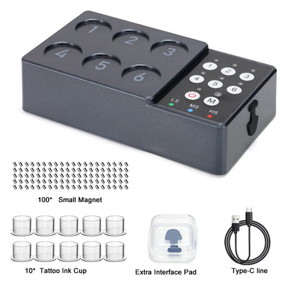 Tattoo Ink Vortex Mixer — Wireless Magnetic Anti-Sedimentation Pigment Stirrer with 100pcs Ink Cups