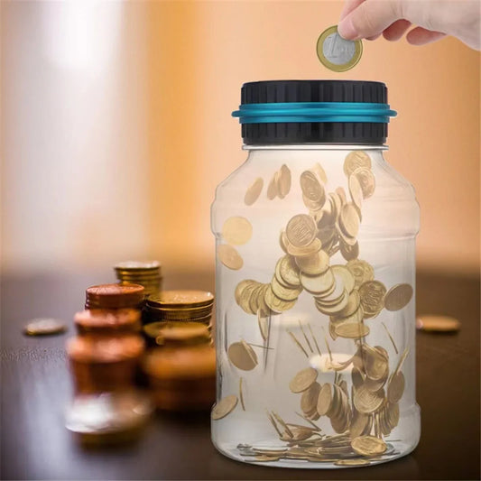Electronic Piggy Bank with LCD Counter – Digital Coin Counting Money Jar for USD & Euro, Savings Gift Box