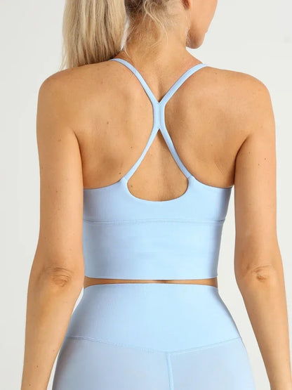 Solid Color Women’s Gym Yoga Sports Bra – Naked Feel, Sexy Cross Back Y-Shape Sling for Fitness, Jogging & Workout