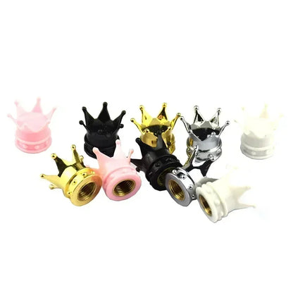 4 Pcs Crown Dice Car Wheel Tire Valve Caps - Universal Tyre Rim Stem Covers | Air Dust & Waterproof | Bling Accessories for Car & Motorcycle