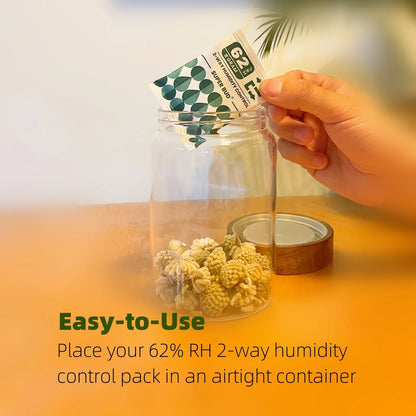 2-Way Humidity Control Packs – 4g/8g, 62% RH Humidifier for Herbs, Flowers & Storage Moisture Balance
