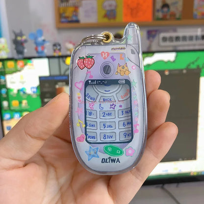 Oliva Acrylic Phone Decoration Keychain — Kawaii Pendant with Photo Frame for 1-Inch Photos, Perfect Birthday Gift