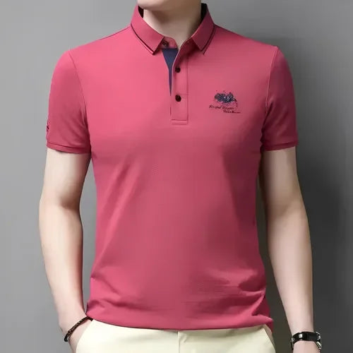 Custom Men's Embroidered Polo Shirt - Short Sleeve Casual Summer Fashion Top