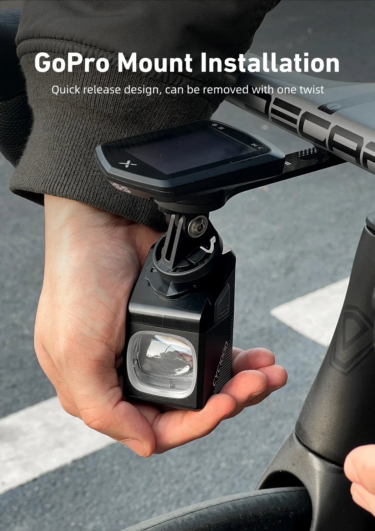 CYCLAMI CYC 1000 Lumen Bike Headlight – Ultra Bright Front Lamp with GoPro Mount & Wireless Remote for MTB & Road