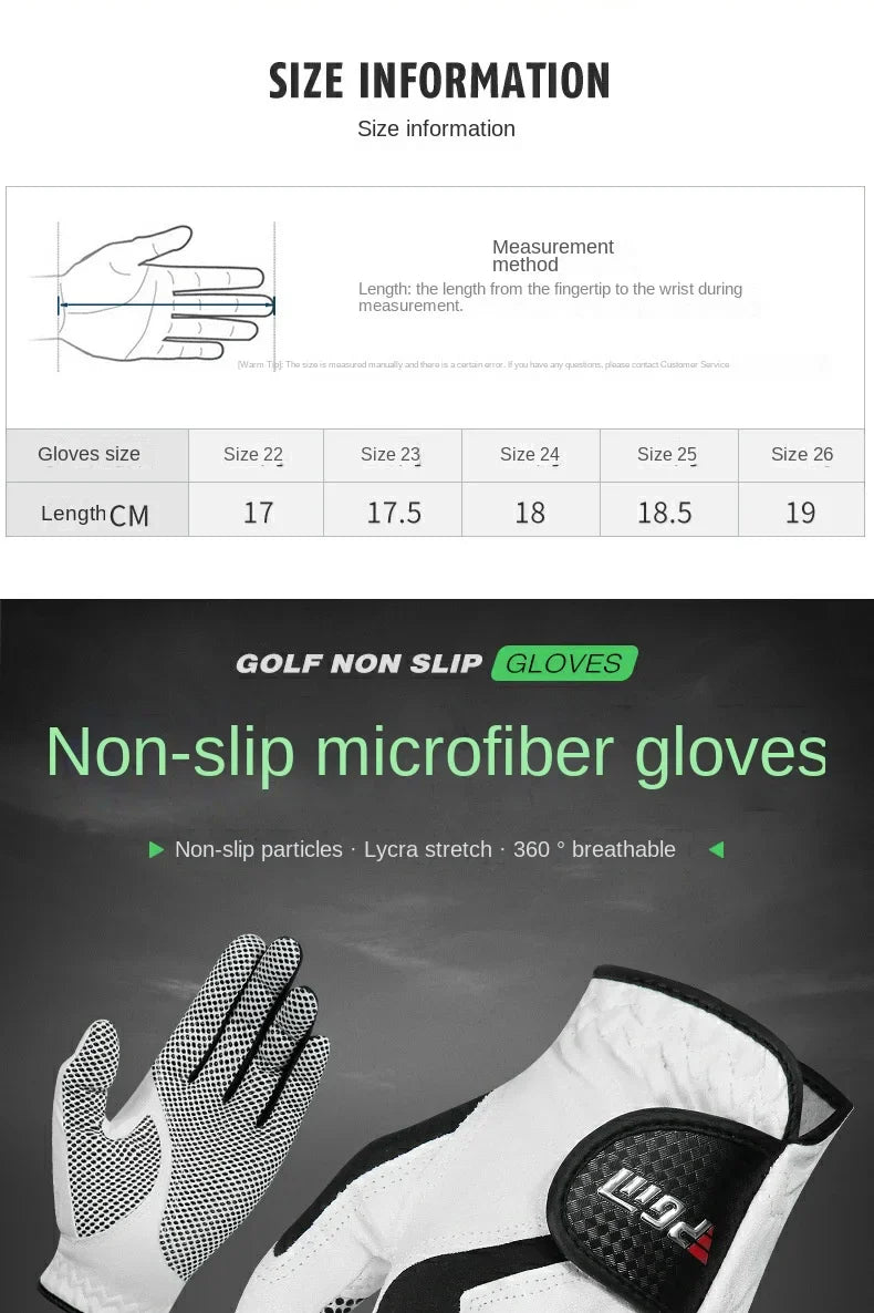 PGM Professional Golf Gloves – Breathable Microfiber, Non-Slip, Perfect for Club Swing & Putting Training