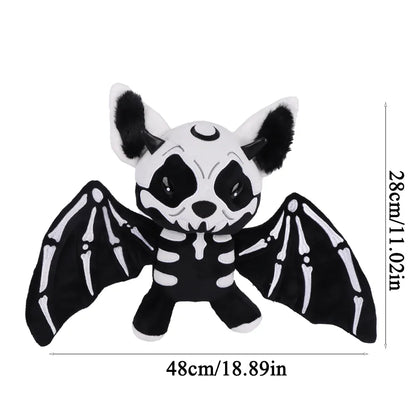 28cm Halloween Two-Tone Skeleton Bat Plush Toy – Cute Stuffed Animal Doll for Home Decor & Holiday Gift