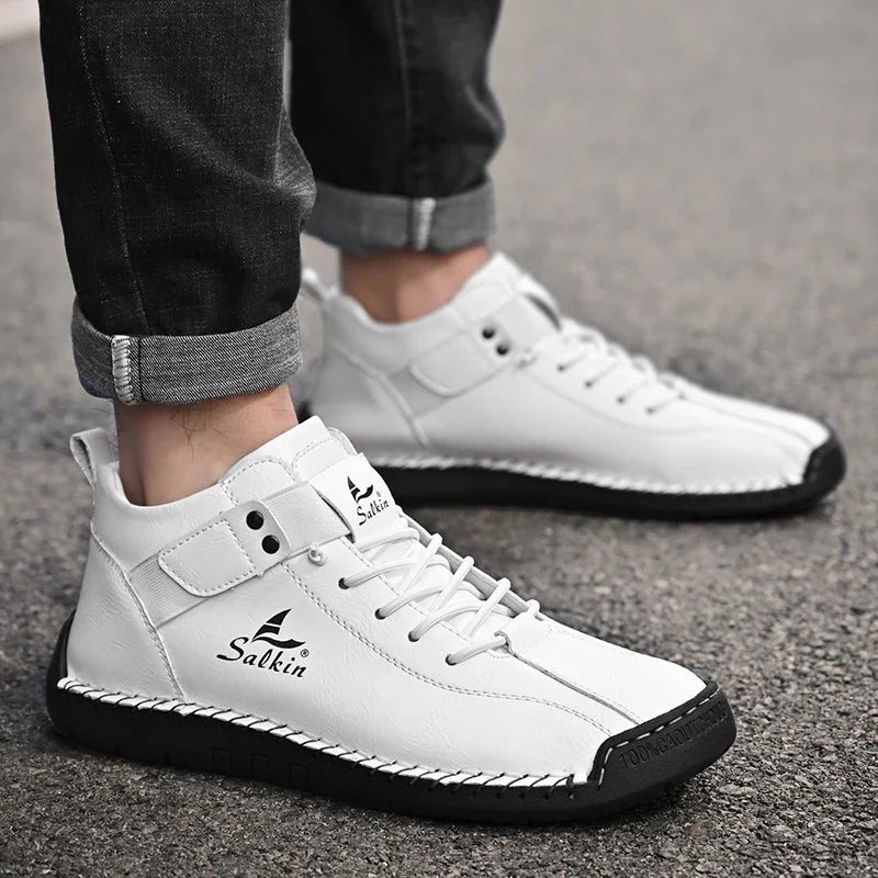 2024 Handmade Leather Casual Men’s Shoes - Breathable Sneakers & Ankle Boots for Outdoor Wear