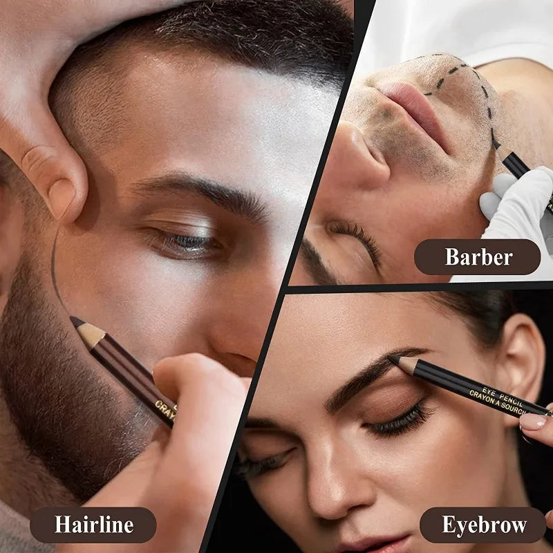 Men’s Beard Edge & Hairline Pencil – Razor Trace Barber Shaping Tool with Sharpener, Eyebrow & Makeup Pencil