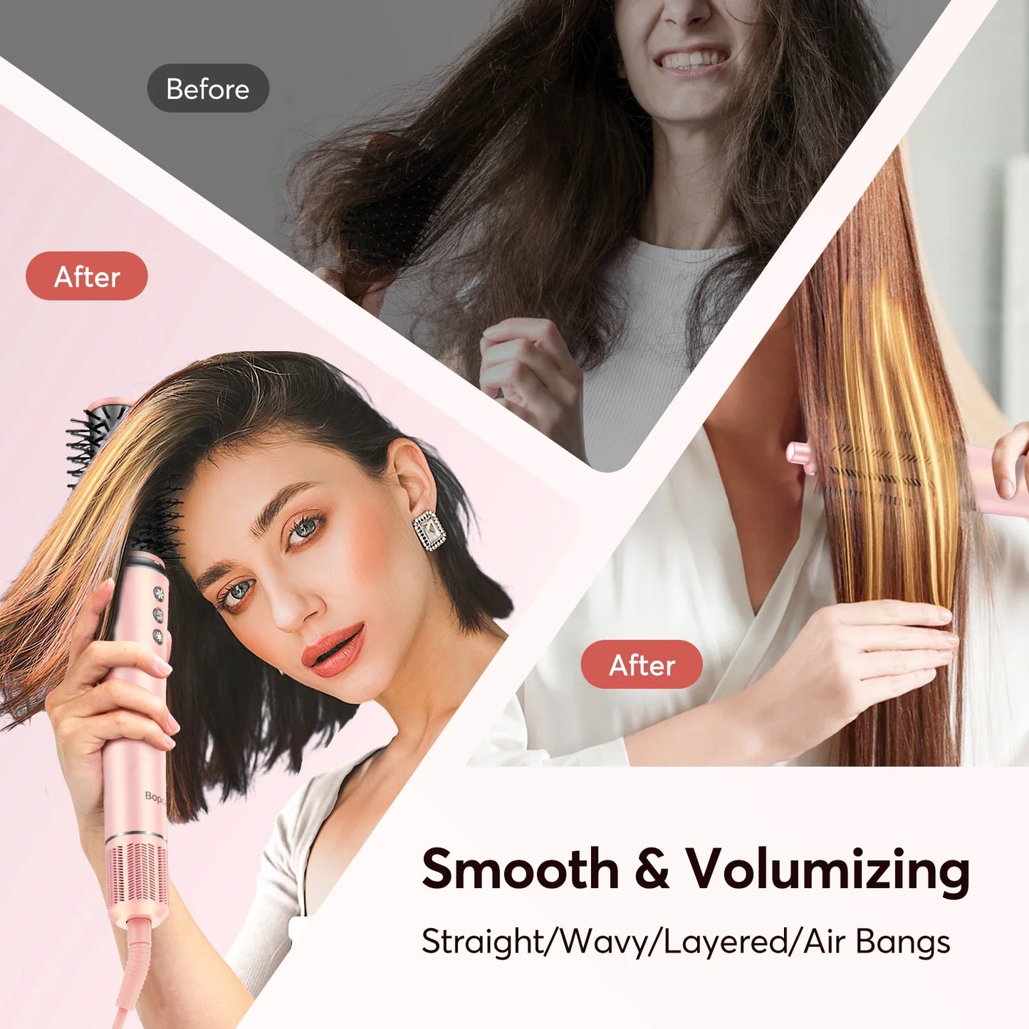 5-in-1 Hair Dryer & Styling Tool – Straightener, 32mm Curling Iron with 300 Million Negative Ions, Quick Drying Hair Care Gift