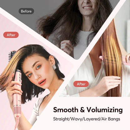 5-in-1 Hair Dryer & Styling Tool – Straightener, 32mm Curling Iron with 300 Million Negative Ions, Quick Drying Hair Care Gift