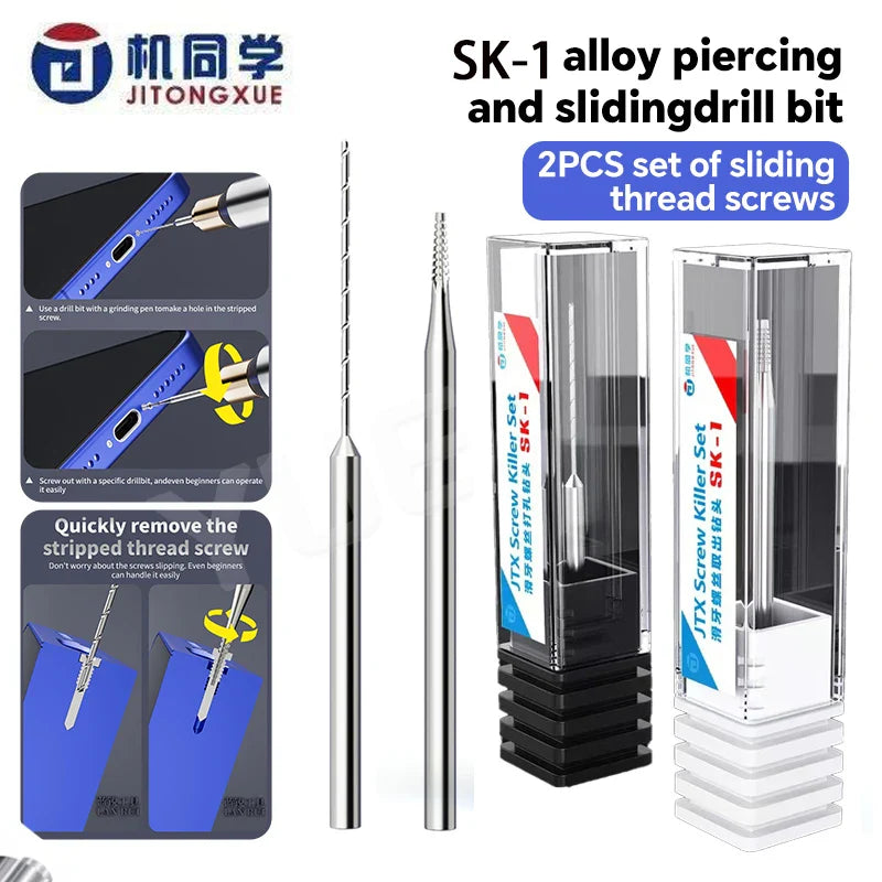 JTX SK-1 Alloy Bit Slider Screw Extractor – Professional Tool for iPhone Mobile Phone Stripped Screw Removal