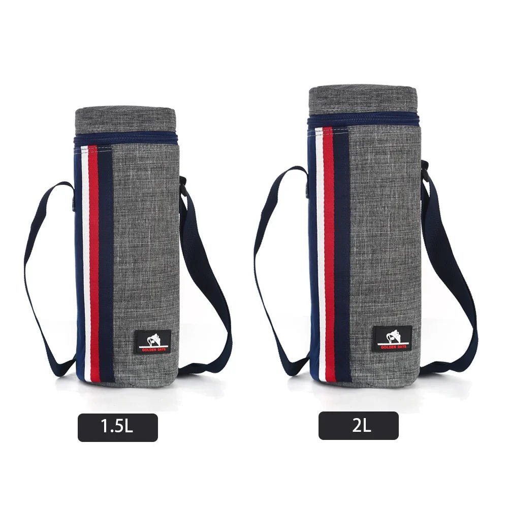 1L/2L Insulated Water Bottle Cooler Bag - Oxford Cloth Refrigerated Storage Pouch for Travel, Hiking & Climbing