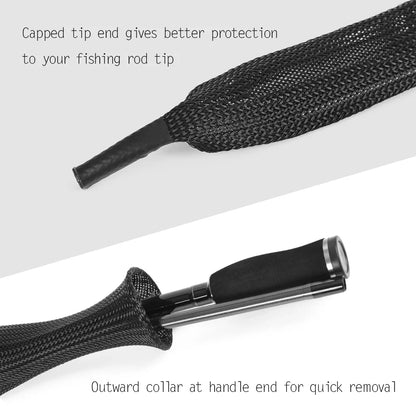 Fishing Rod Cover – Spinning Rod Sleeve, Pole Sock & Glove, Casting Ice Net Tube Protective Sleeve for Fishing Poles