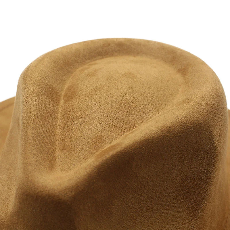 Unisex Black Suede Cowboy Hat – Western Gentleman Jazz Sombrero for Men & Women, Size 56-58cm