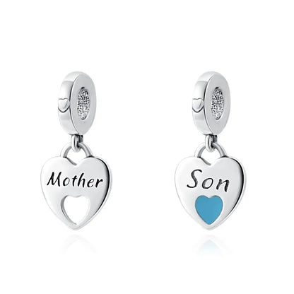 Europe 925 Silver Family Charm Pendant - Boy, Girl, Mom & Sisters Bead for Pandora Bracelet, Sparkling Dangle Jewelry