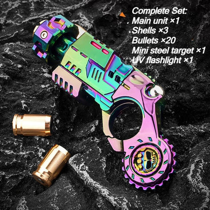 Shell-Ejecting Alloy Toy Pistol Set – Mini Finger Spinning Top Fidget & Sensory Desk Gadget for Teens