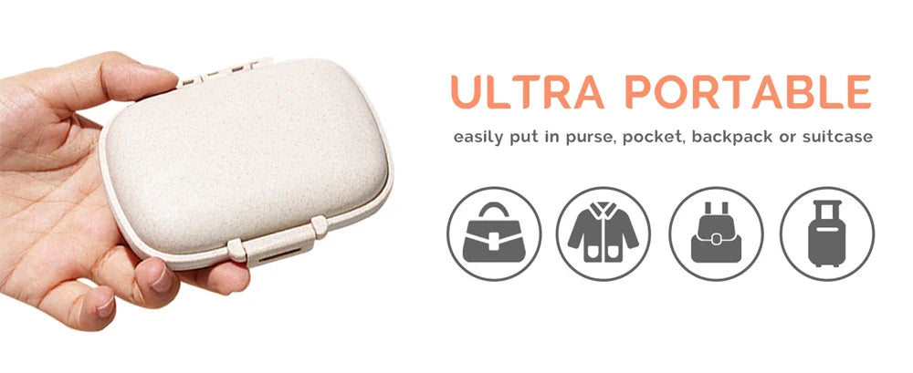 8-Compartment Travel Pill Organizer – Moisture-Proof Pill Case, Portable Medicine & Vitamin Holder for Purse