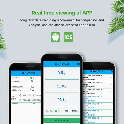 Smart Soil pH Meter 0.0-14.0pH - Bluetooth Soil Tester & Data Logger for Hydroponics, Garden & Farmland