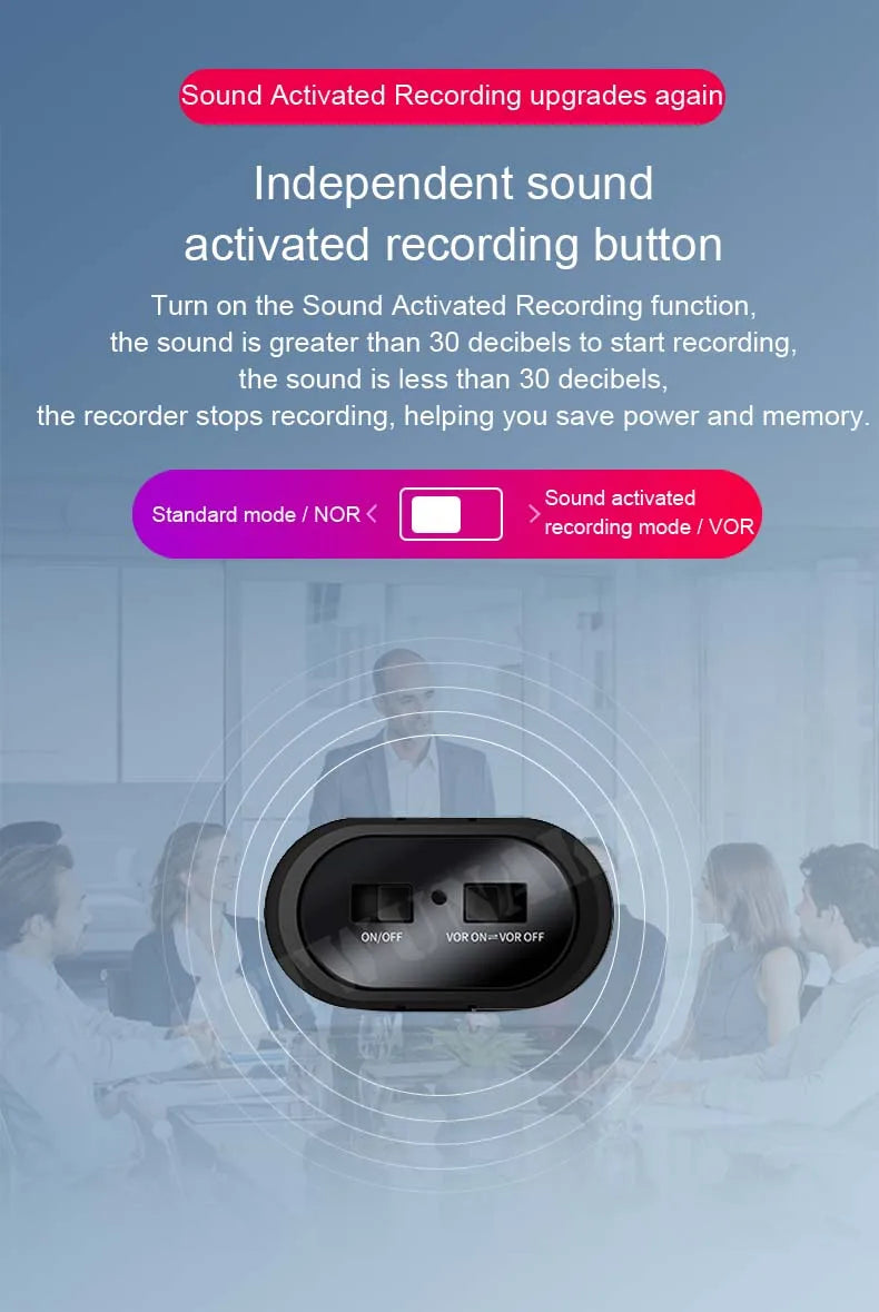 Mini Voice Activated Recorder – 500 Hours Digital Recording Device, Professional Sound Dictaphone, Portable & Compact Audio Micro Recorder