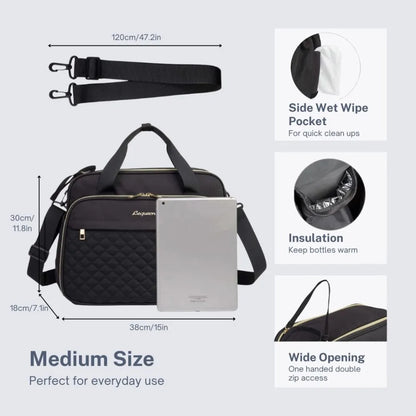 Baby Crossbody Nappy Bag – Large Diaper Tote with Wide Opening, Travel Messenger Shoulder Bag for Moms