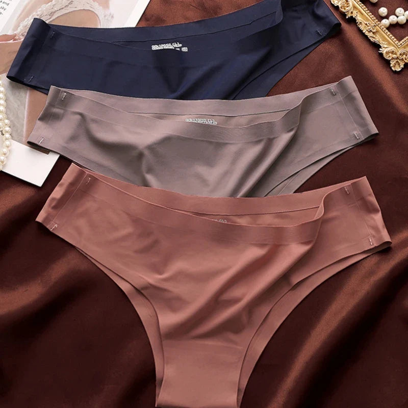 4PCS Seamless Ice Silk G-String Panties for Women – Low Waist, Soft Ultra-Thin Sexy Underwear Briefs