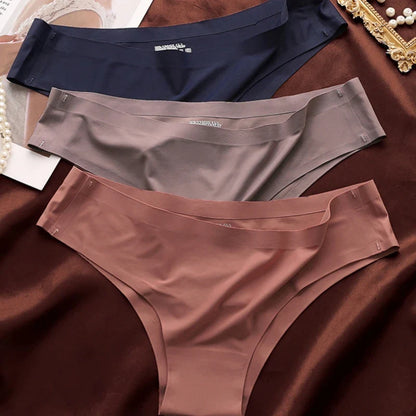 4PCS Seamless Ice Silk G-String Panties for Women – Low Waist, Soft Ultra-Thin Sexy Underwear Briefs