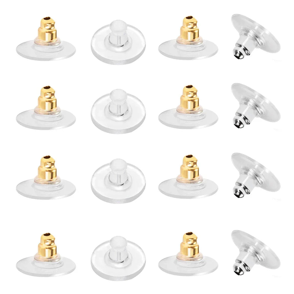100-200PCS Rubber Earring Backs & Fishhook Ear Stoppers for Jewelry Making and DIY Earring Repairs
