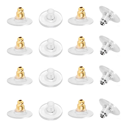 100-200PCS Rubber Earring Backs & Fishhook Ear Stoppers for Jewelry Making and DIY Earring Repairs
