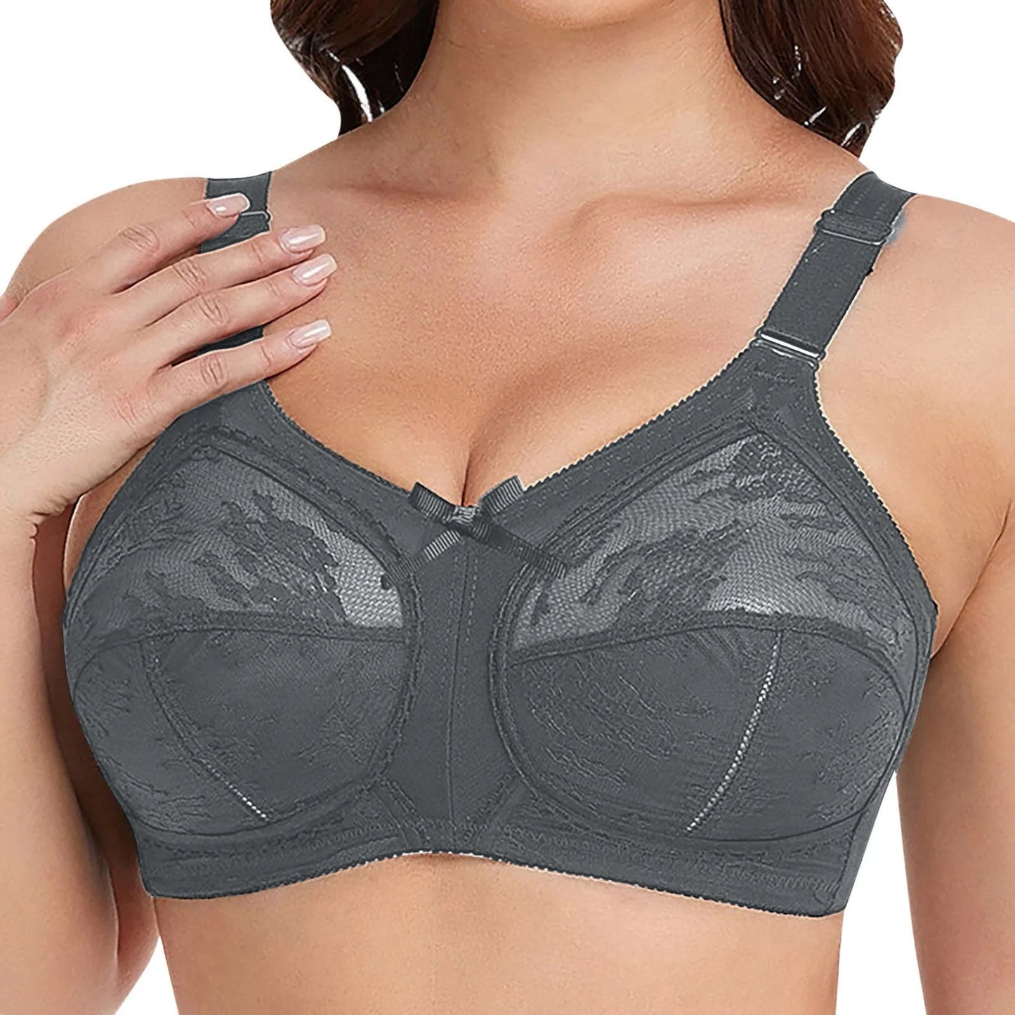 Women's Lace Minimizer Bra - Full Coverage Ultra-Thin Wireless Bra with Adjustable Straps