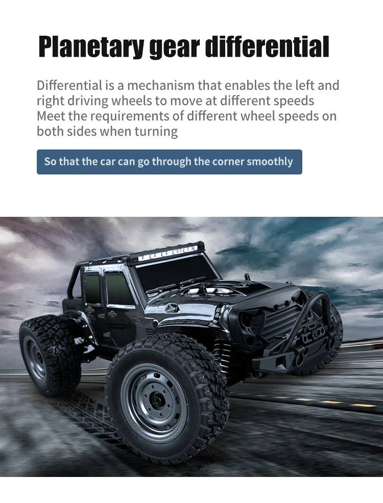 16103 Fast RC Cars – 50km/h 1/16 Off-Road 4WD Monster Truck with LED Headlights, 2.4G Waterproof Remote Control for Adults & Kids