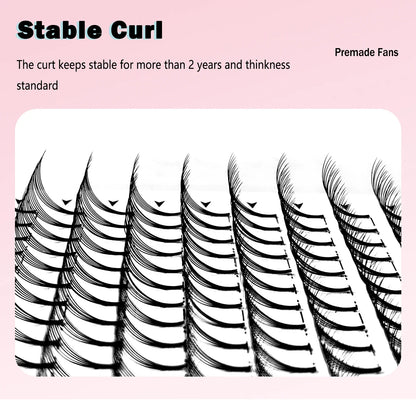 CoMango Wispy Premade Volume Lash Fans – 3-10D Individual Short Stem Faux Mink Russian Eyelash Extensions, 320 Fans