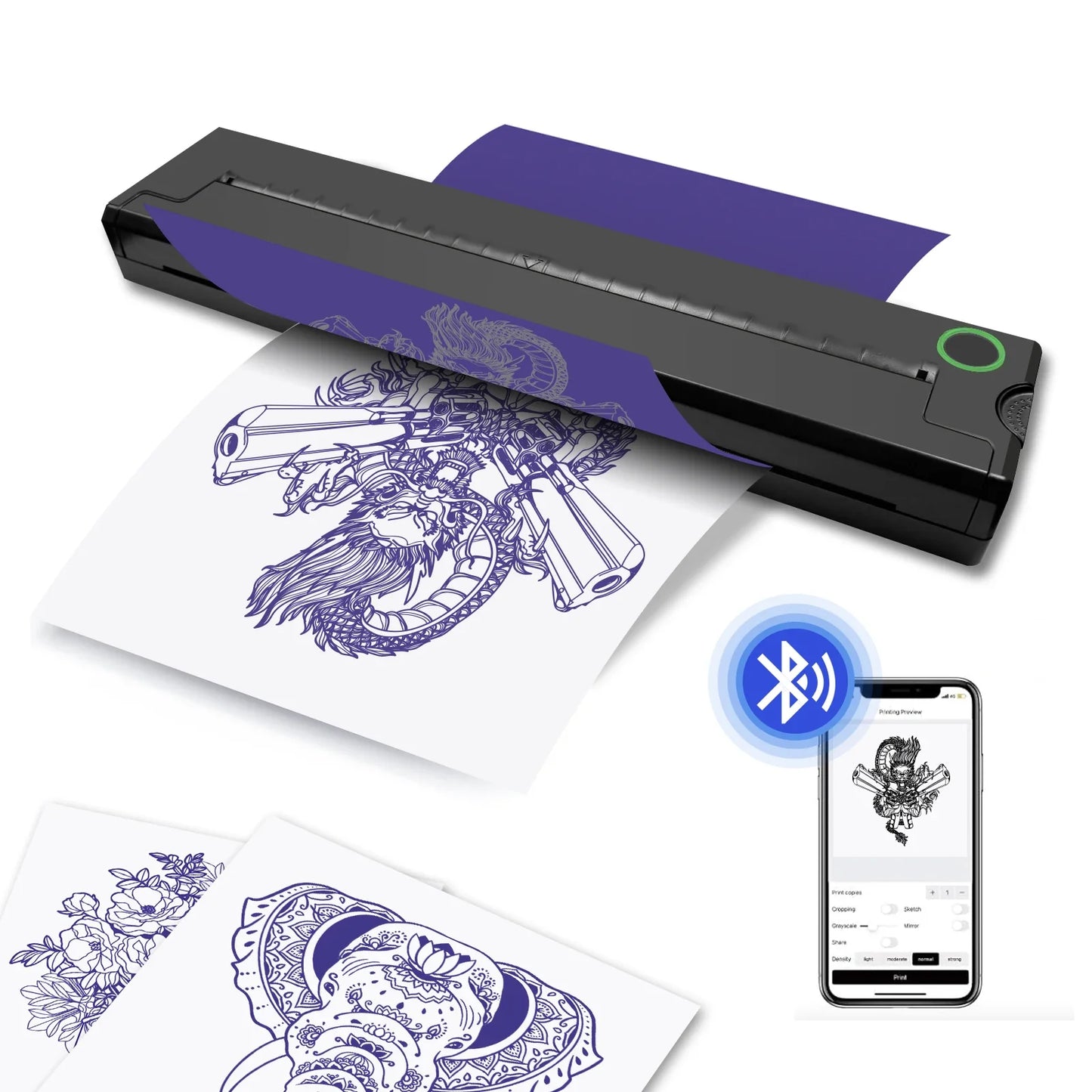 Portable Thermal Tattoo Stencil Printer – A4 Wireless Bluetooth Photo & PDF Printing from Smartphone