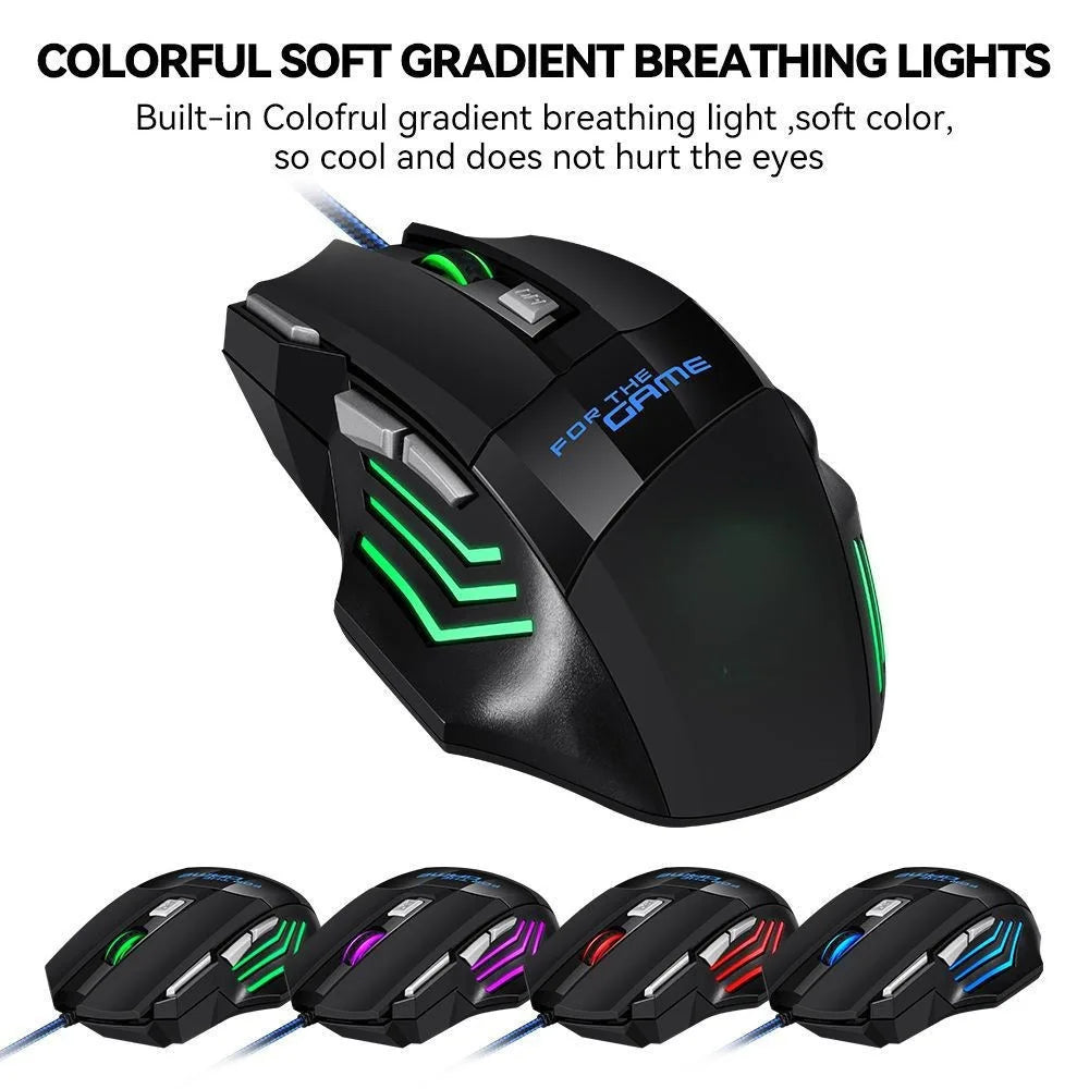 Hyperspeed USB Gaming Mouse | RGB Backlit Ergonomic 7D Wired Mouse for Laptop & PC Gamer