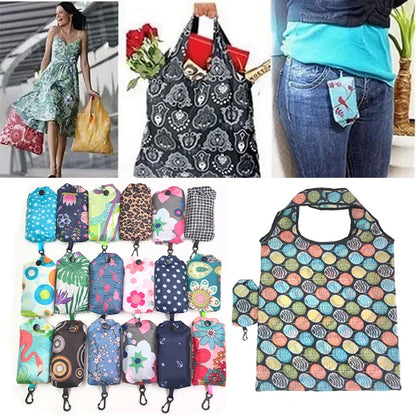 Large Nylon Shopping Bag for Women – Foldable, Eco-Friendly Reusable Tote, Grocery & Storage Handbag