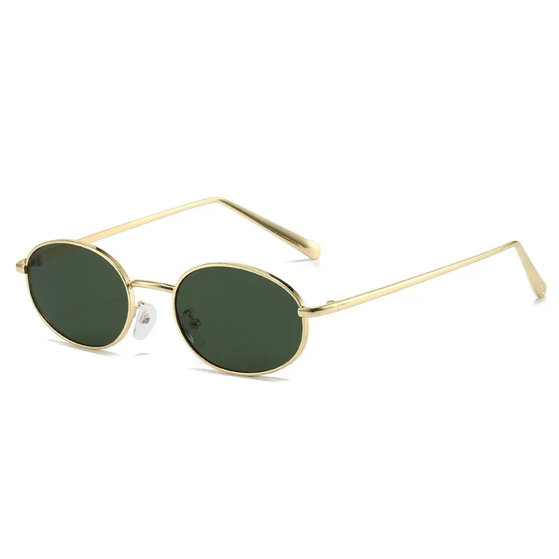 SHAUNA Retro Oval Metal Frame Sunglasses – UV400 Punk Style Shades for Women & Men