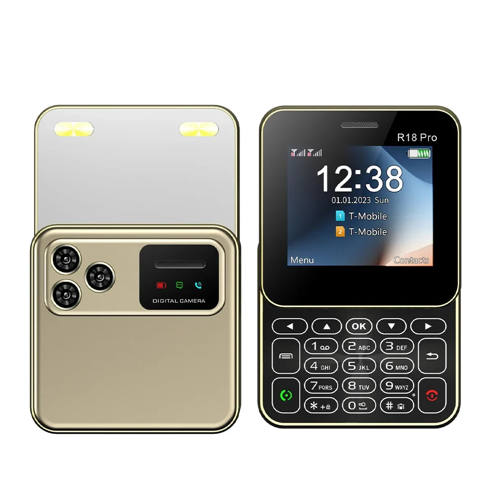 SERVO Rotating Mini Phone - 2G GSM Dual SIM Mobile Phone with FM Radio, MP4 Player & Flashlight