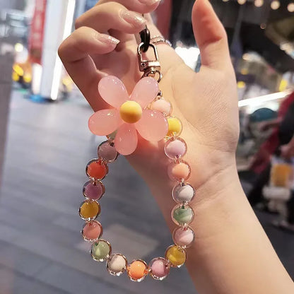 Phone Anti-Lost Lanyard - Colorful Macaron Round Bead Pendant, Women's Handheld Wrist Chain for Mobile Phones