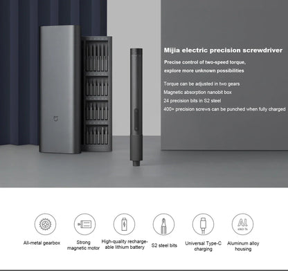 Xiaomi Mijia Electric Precision Screwdriver Kit – 24 Magnetic Bits, Power Tool Set for Smart Home, PC & Phone Repair