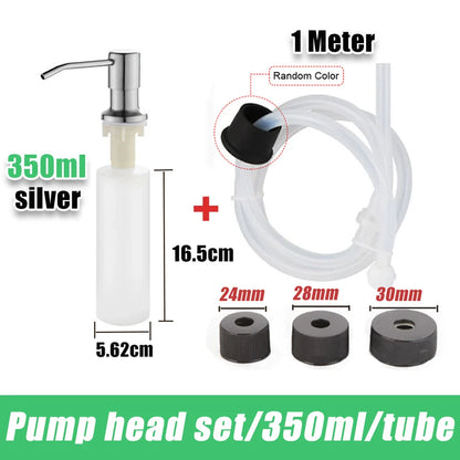 304 Stainless Steel Kitchen Sink Soap Dispenser — Extension Tube & Pump Head for 350/500ml Dish Soap Bottles