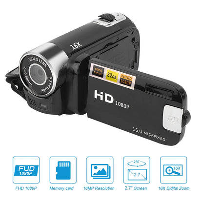 DH-90 16X Digital Zoom Camcorder – 2.7" Color Display, HD Image & Video Shooting, 110-240V