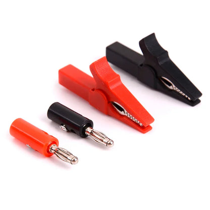 4Pcs 55mm Alligator Clip Test Leads - 4mm Banana Plug Probe Cables Red Black for Testing Equipment