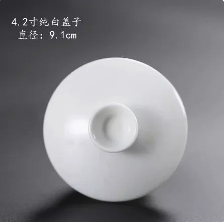 Ceramic Sancai Tea Bowl with Lid – Blue & White Porcelain Cover for Kungfu Tea Set Household Accessories