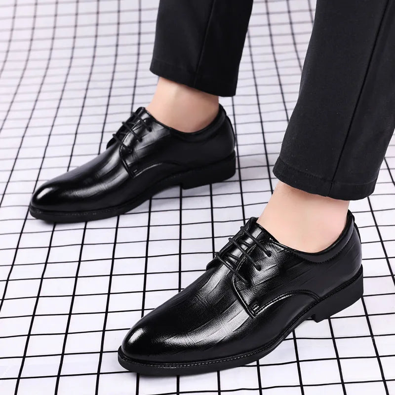 Men’s Leather Dress Shoes - Luxury Pointed Toe Formal Business & Party Shoes
