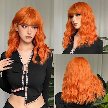 Blonde Short Curly Bob Synthetic Wig with Bangs – Platinum Golden Lolita Cosplay Wig for Women, Heat-Resistant for Daily & Party Use