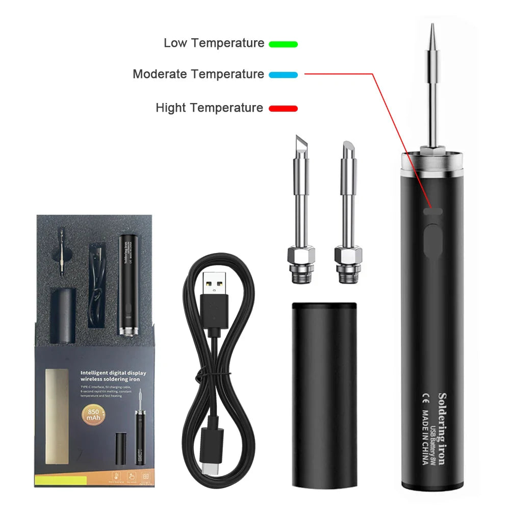 USB 5V 8W Portable Soldering Iron with Lithium Battery – Electric Welding Repair Tool for Electronics, DIY & Mobile Repair Work