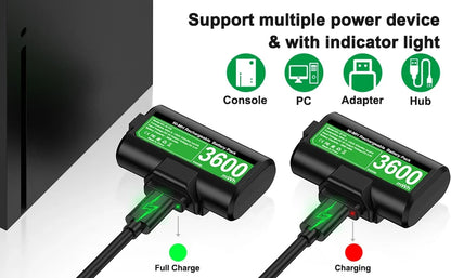BEBONCOOL 2x3600mWh Rechargeable Batteries for Xbox One & Series S/X Controllers | Xbox Accessories Pack